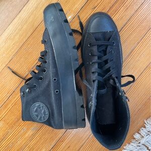 Converse Black Monochrome Hi Lugged Heel Sneaker 10